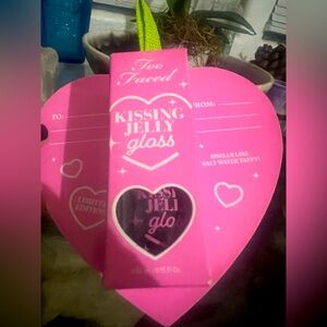 Too Faced Kissing Jelly Gloss - Clear Glitter NWT